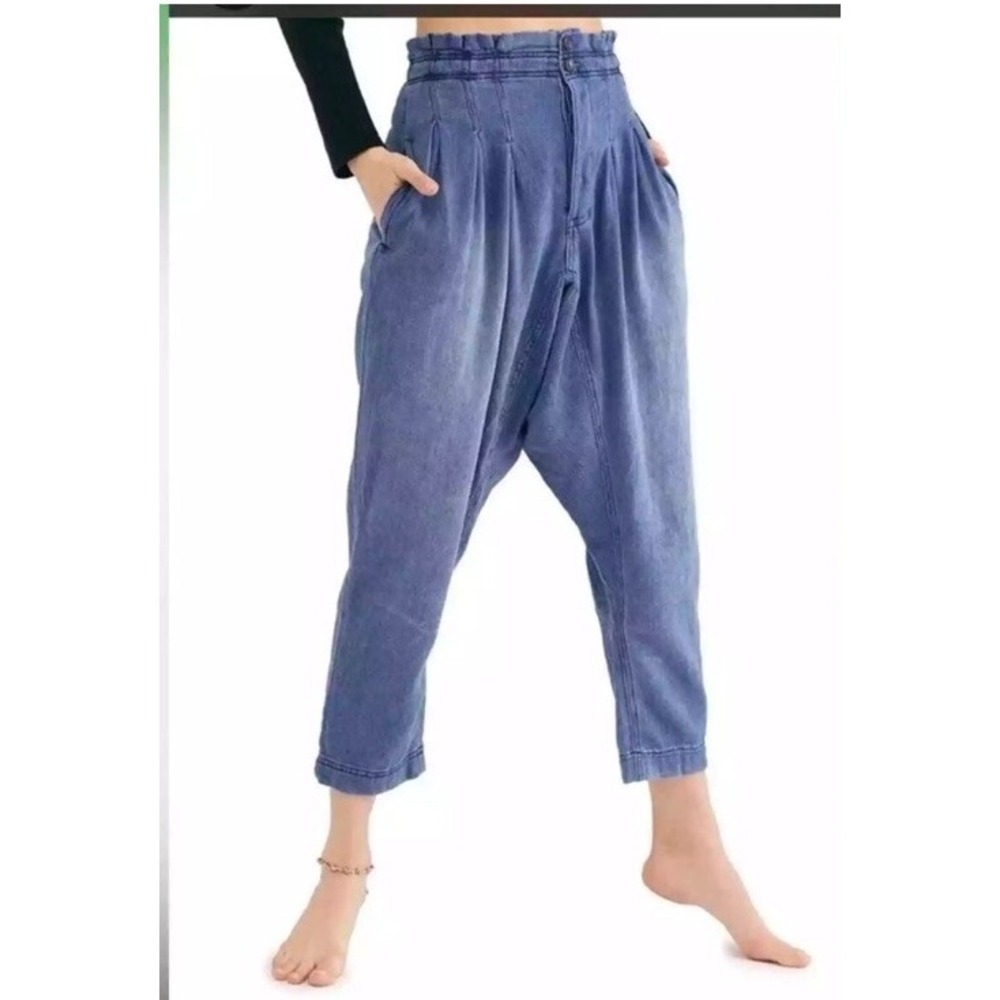 Free People Pants Mover & Shaker Denim High Waist Harem Jeans Pants Oversized 4